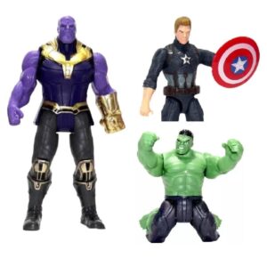 Kiddily Avenger Action Hero Figure Model Toy for Home Decors, Office Desk and Study Table (Pack of 3-Captain America, Hulk & Thanos)