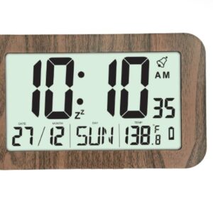 Plastic Classic Wall Clock Desktop Display LCD Clock Calendar Clock LCD 140 Oak Wood - Digital, 1.3 X 1.5 Inch