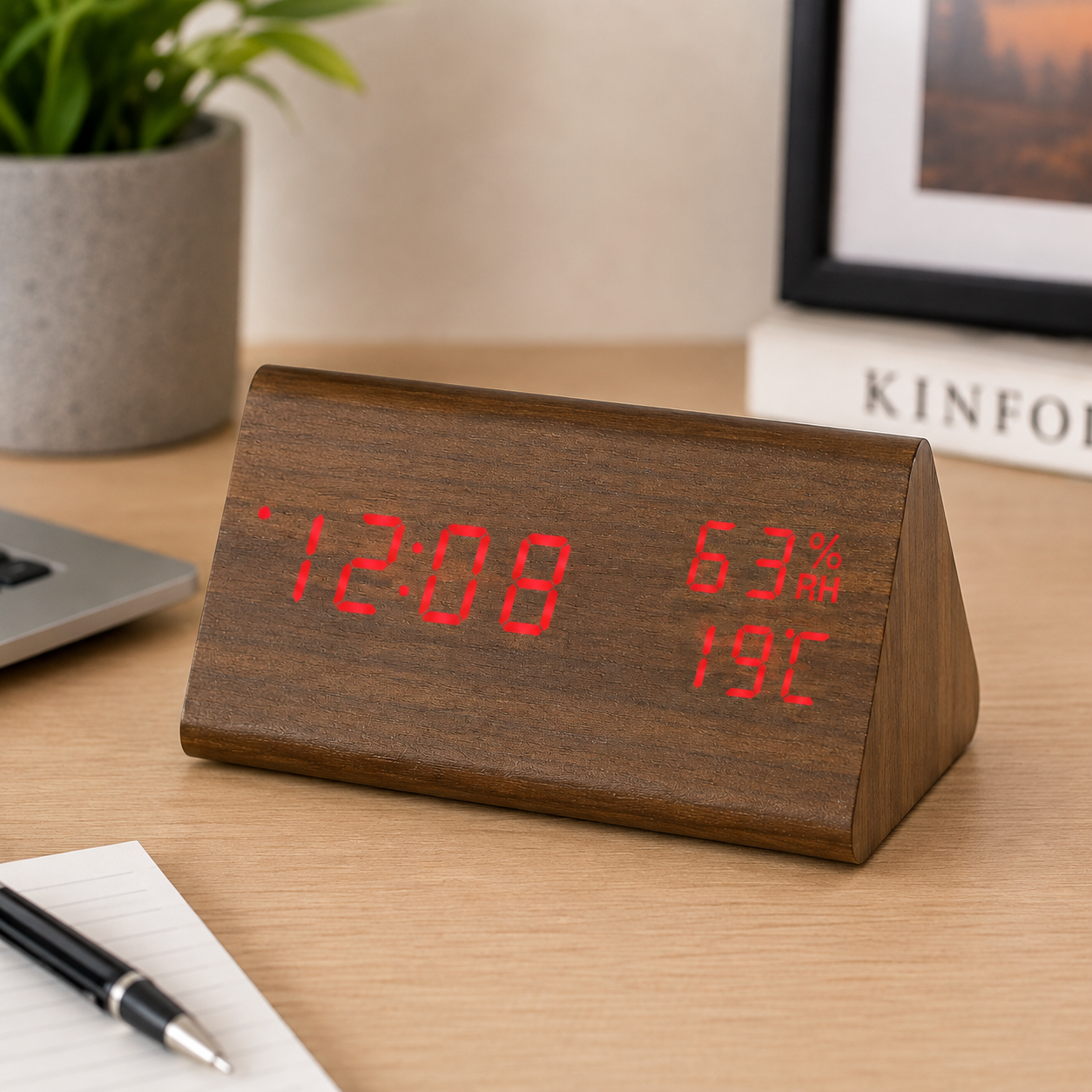 Wooden Digital Alarm Clock, A120BR