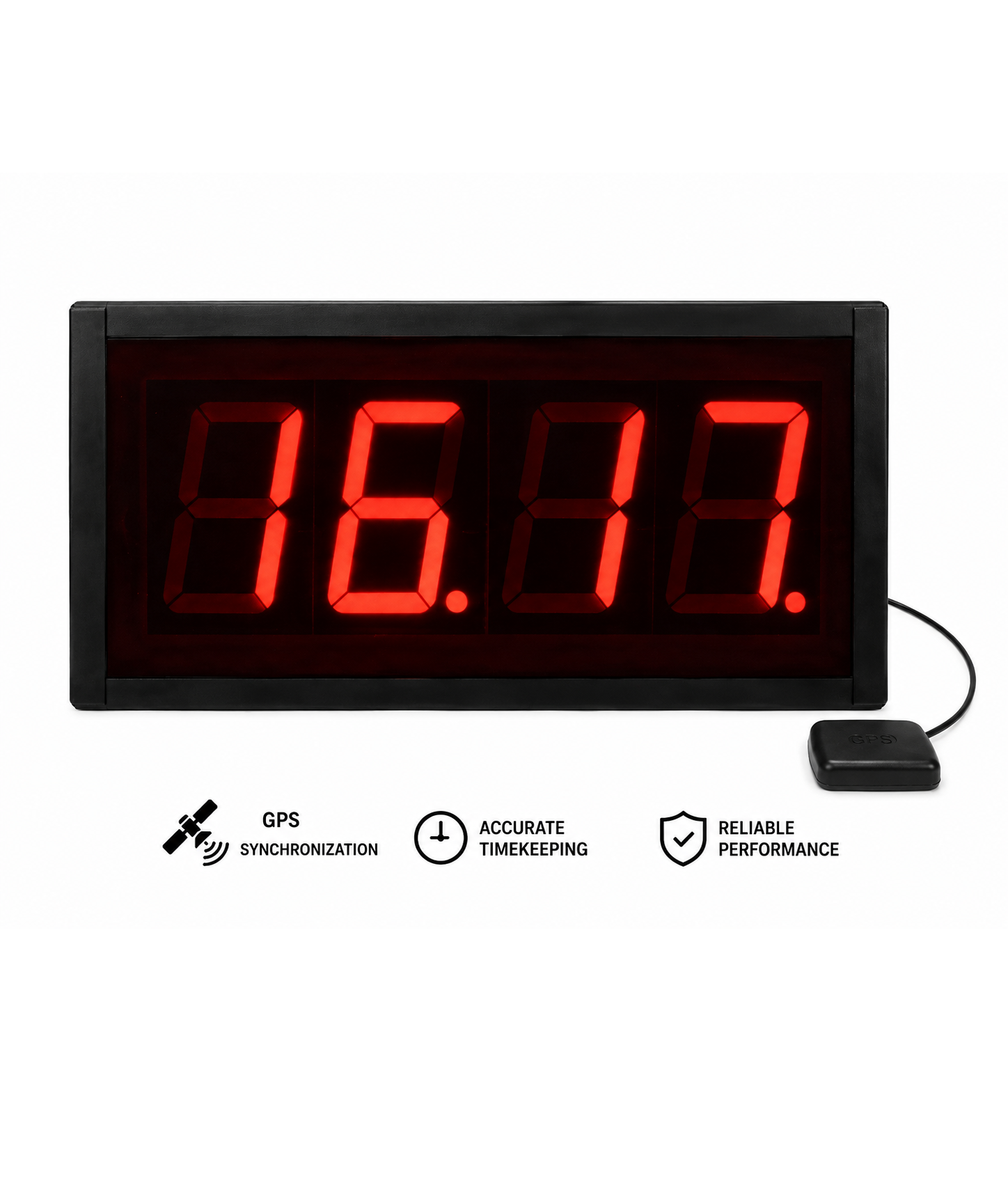 4 Digits LED Display 4 Inch Numbers GPS Synchronization Wall Clock, GPSC-01